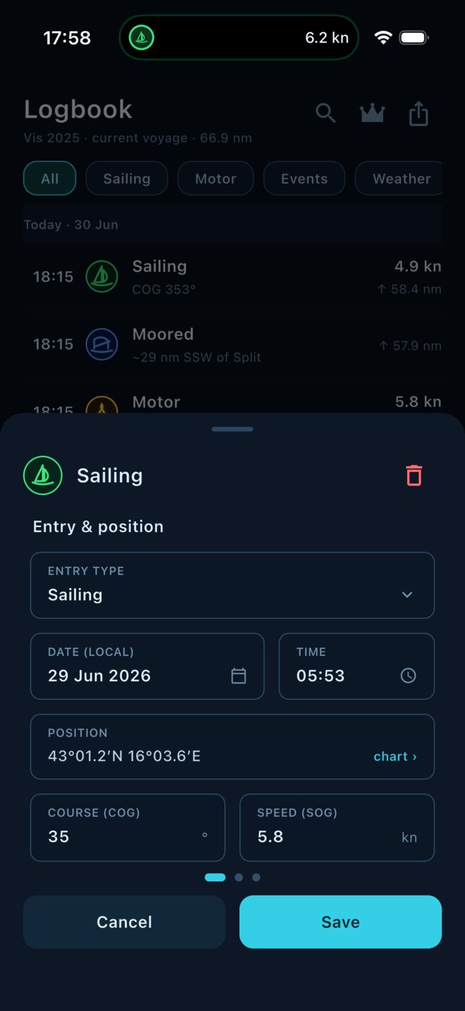 Log entry editor